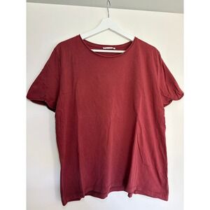 Zara T-Shirt XL Maroon Short Sleeve Raw Edge Cotton Basic Tee